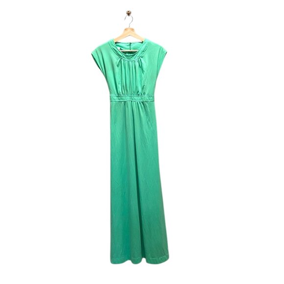 Vintage 70’s Tie Waist Maxi Dress Green Size 11 NWT Deadstock Boho Summer Retro - Picture 2 of 11